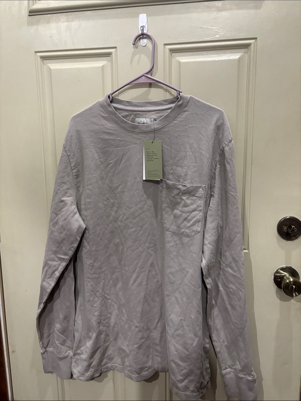 Goodfellow & Co Long-Sleeve Pocket Tee in Light Lavender